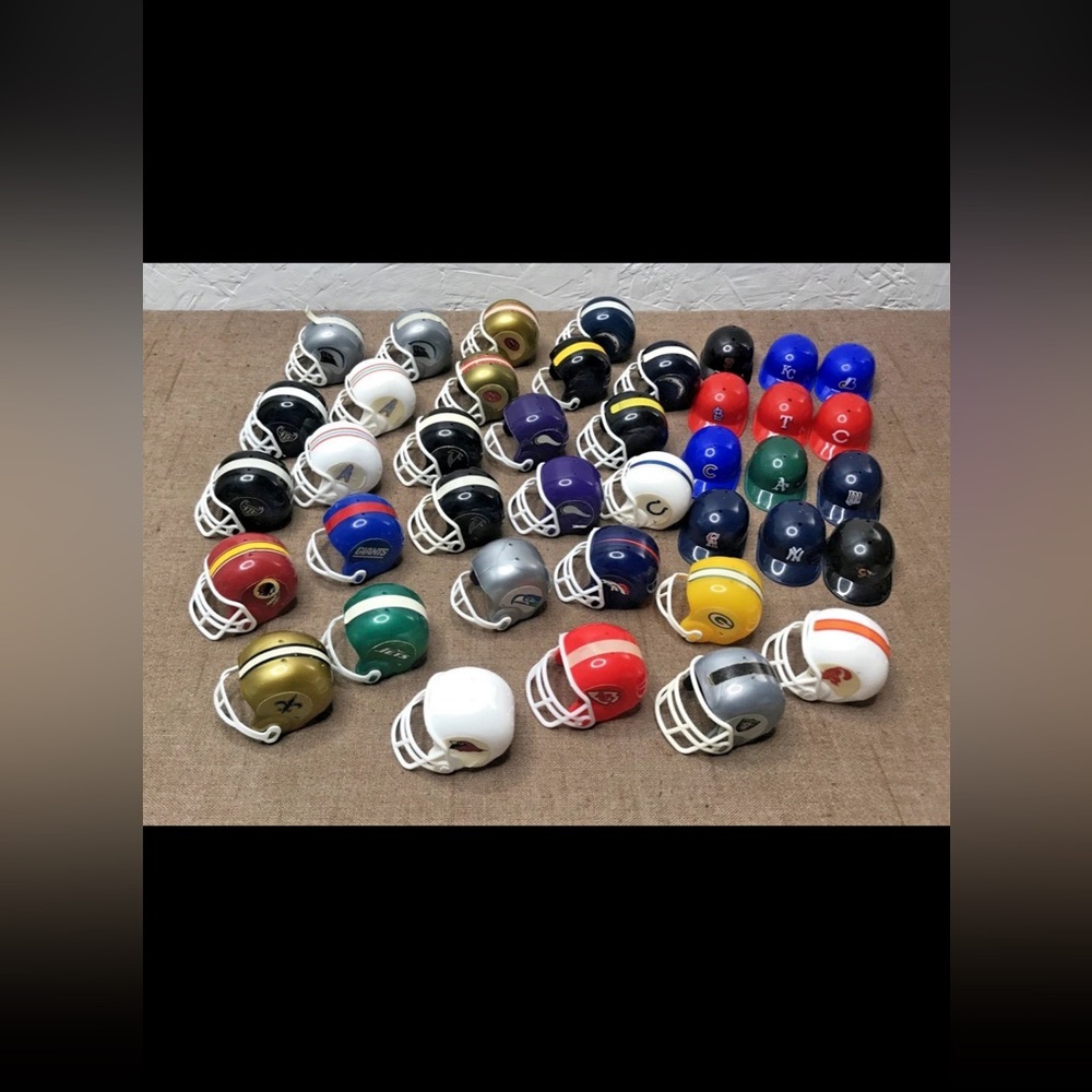Vintage Lot of 40 Mini Gumball Machine Helmets NFL MLB Redskins Oilers Football